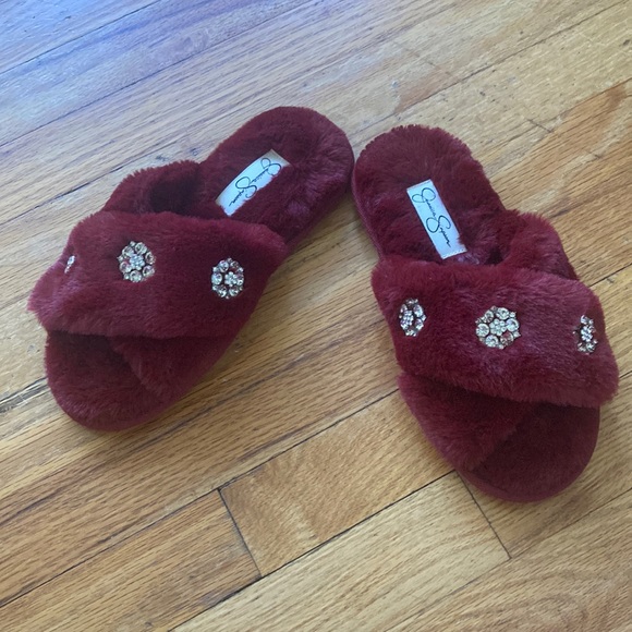 Jessica Simpson Bejeweled Slide Slippers - Picture 1 of 9